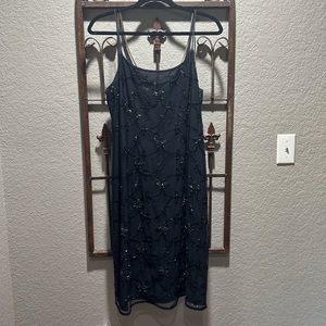 Giorgio Armani Navy Blue Dress with Black Sequins
